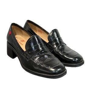 Marc Joseph New York Black Patent Leather Loafer Heels Kathleen CT Size 9.5
